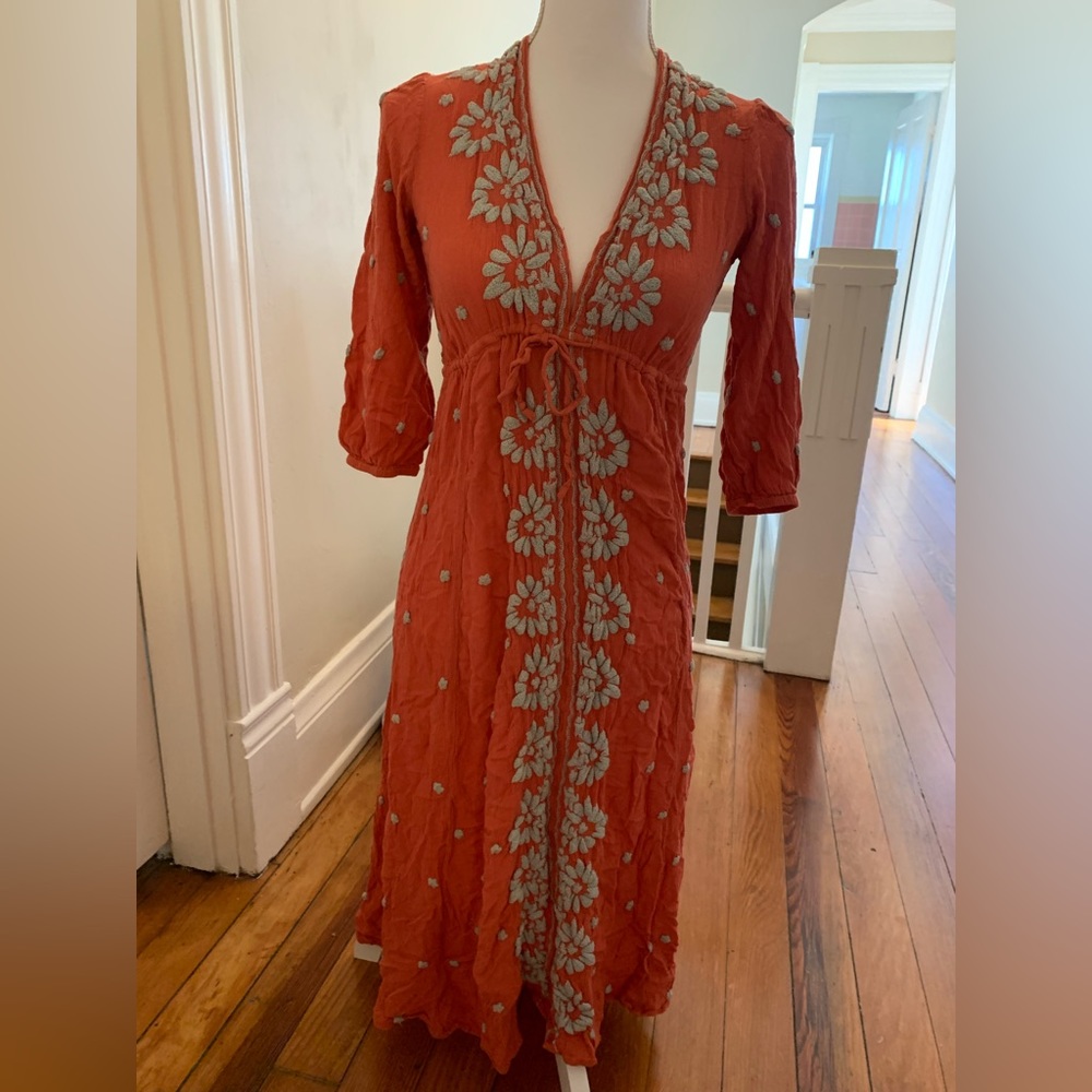 Free people FP fable embroidered midi dress